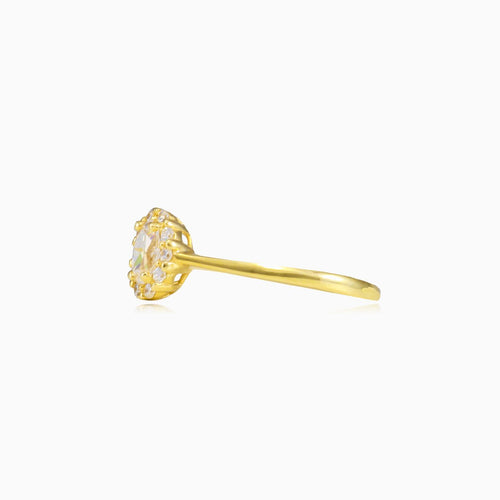 Oval cubic zirconia gold ring
