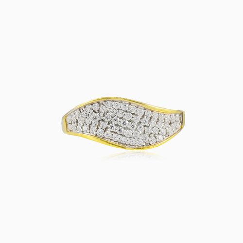 Wave gold cubic zirconia ring