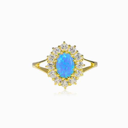 Royal gold blue opal ring