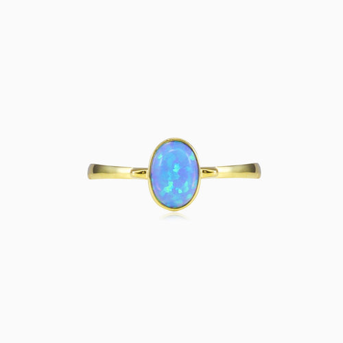 Simple blue opal gold ring