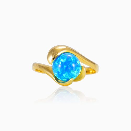 Unikátní prsten s modrým opálem