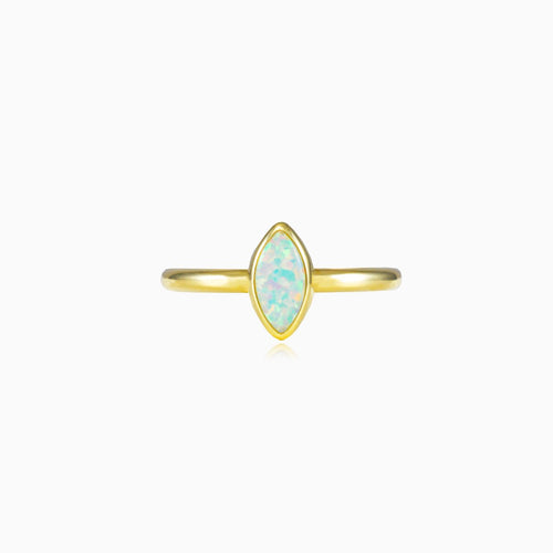 Marquise white opal ring
