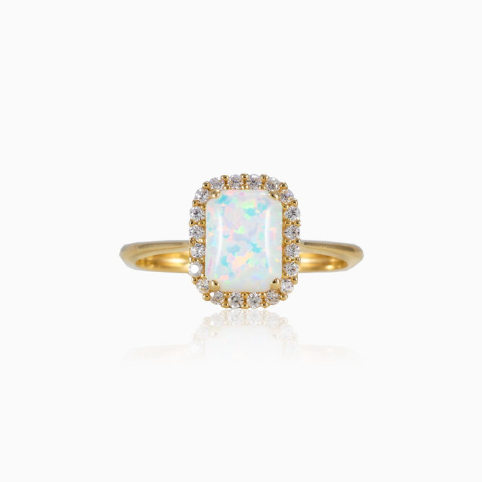 Bague opale rectangulaire