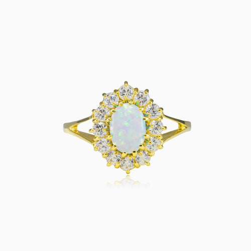 Royal gold white opal ring