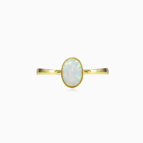 Simple white opal gold ring