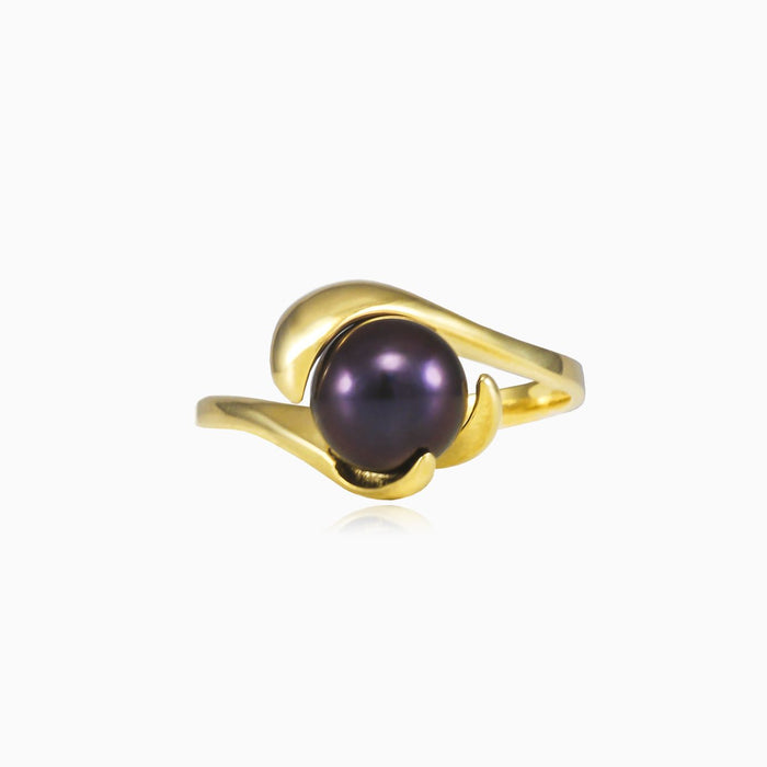Einzigartiger Ring mit schwarzer Perle