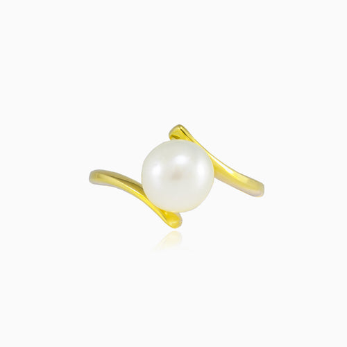 Twisted pearl gold ring