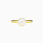  Zlatý prsten s kubickou zirkonií a perlou