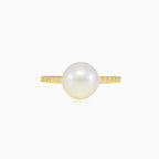 Accent gold pearl ring