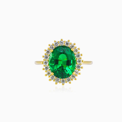 Royal oval green quartz gold ring