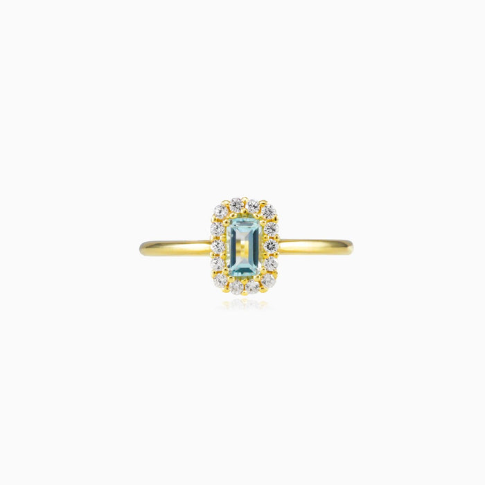 Bague halo topaze rectangulaire