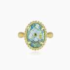 Massive oval blue topaz gold ring