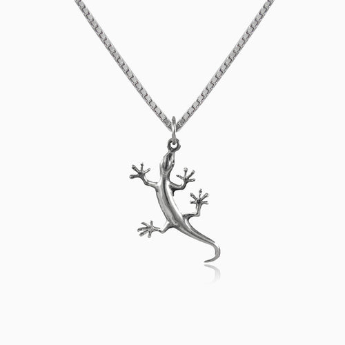Silver gecko pendant