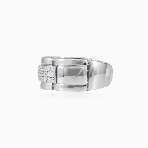 Okázalý pánský prsten s diamantem z bílého zlata