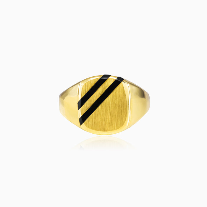 Anillo de oro con dos líneas de esmalte