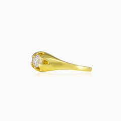 Tiny levitating cubic zirconia gold ring