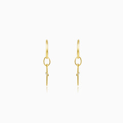 Plain gold cross earrings