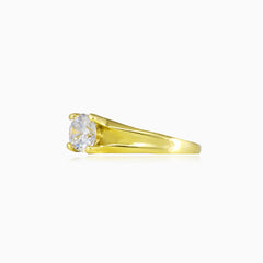 Carved cubic zirconia gold ring
