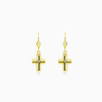 One cubic zirconia gold cross earrings