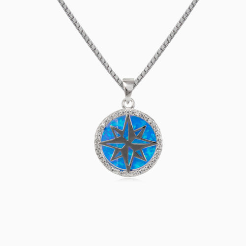 Blue opal compass pendant