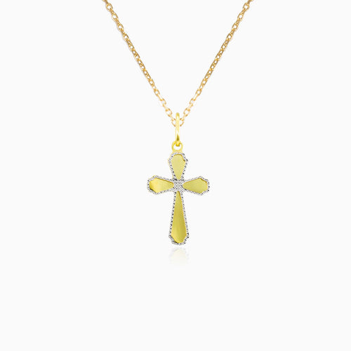 Kříž z bílého a žlutého zlata