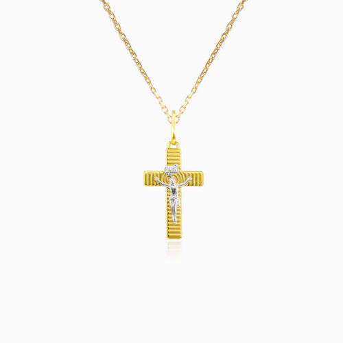 Moderní křížek ze žlutého zlata