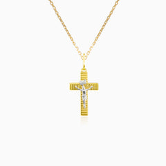 Moderní křížek ze žlutého zlata