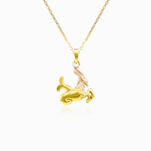 Gold Capricorn zodiac sign pendant