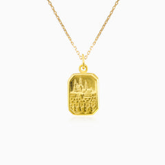 Prague castle gold pendant