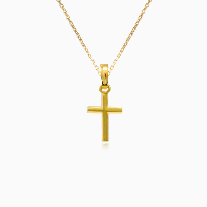 Colgante simple de cruz de oro amarillo