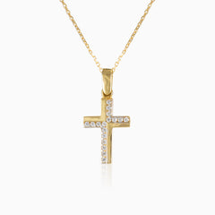 Cubic zirconia and gold cross