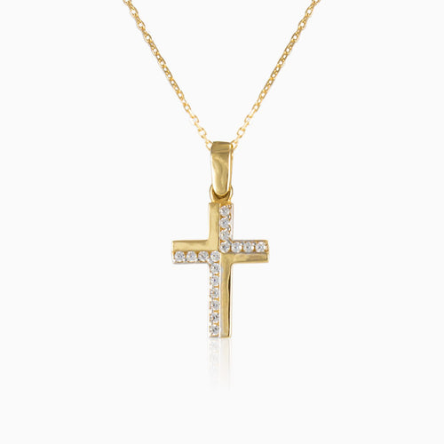 Cubic zirconia and gold cross