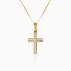 Cubic zirconia and gold cross