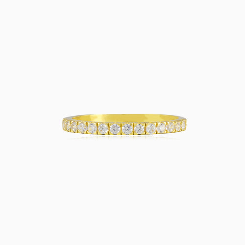 One cubic zirconia line gold ring