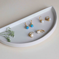 Unique white opal earrings